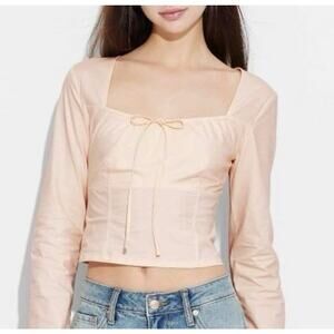 NWOT Wild Fable Poplin Milkmaid Top with Bell Sleeves Size XXS